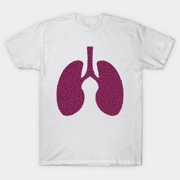Turing Pattern Lungs (Purple Pink) T-Shirt by John Uttley
